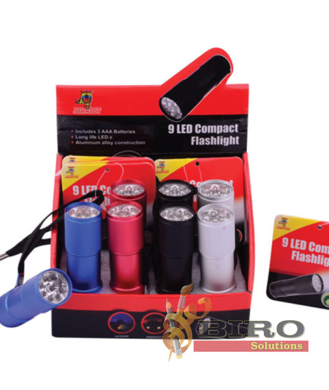JT Lanternă 9 LED cu baterii, în sort, 46655